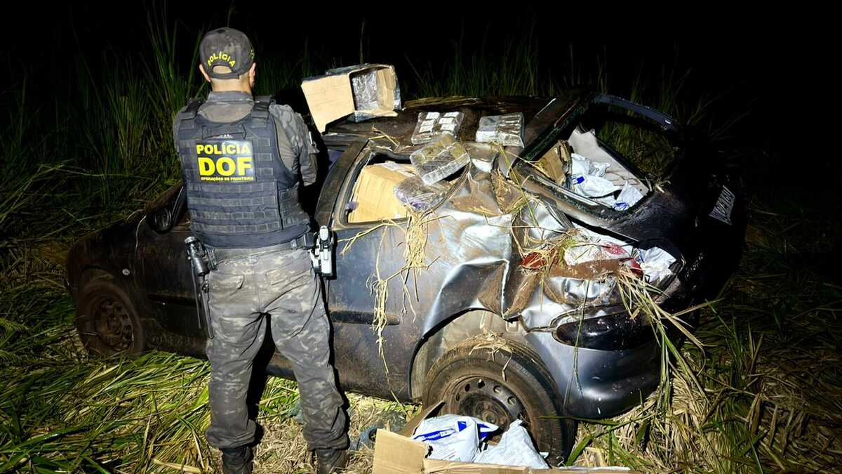DOF realiza apreensão após perseguição e capotamento